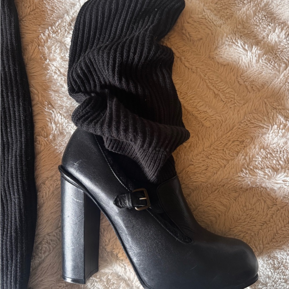 Black Italian Leather Women's Heeled Boots